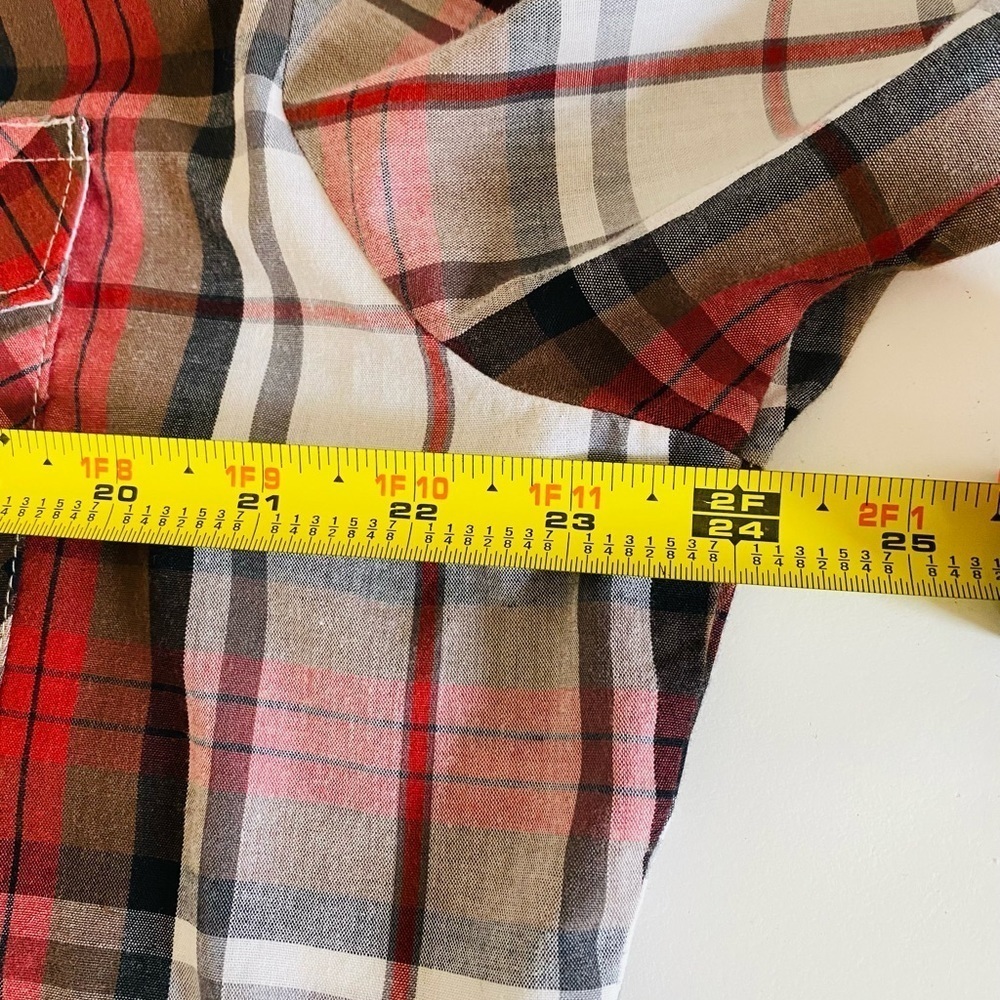 Rustler X-Long Tails Western Pearl Snap Red Plaid Short Sleeve Shirt Mens Large - Picture 8 of 10